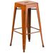 Flash Furniture ET-BT3503-30-OR-GG Backless Commercial Bar Stool w/ Metal Seat, Distressed Orange