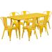 Flash Furniture ET-CT005-6-30-YL-GG Rectangular Table & (6) Chair Set - 63"W x 31 1/2"D x 29 1/2"H, Steel, Yellow