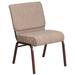 Flash Furniture FD-CH0221-4-CV-BGE1-GG Extra Wide Stacking Church Chair w/ Beige Fabric Back & Seat - Steel Frame, Copper Vein