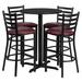 Flash Furniture HDBF1025-GG 30" Round Bar Height Table w/ (4) Bar Stool Set - Black Laminate Top, Steel Base