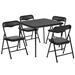 Flash Furniture JB-9-KID-BK-GG 24" Square Kid's Folding Table & (4) Chair Set - Black Padded Vinyl Top, 20 1/4"H