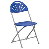 Flash Furniture LE-L-4-BL-GG Hercules Folding Chair w/ Blue Plastic Back & Seat - Steel Frame, White, Fan Back