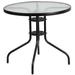 Flash Furniture TLH-070-2-GG 31 1/2" Round Patio Table w/ Glass Top - Metal Base, Black