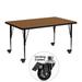 Flash Furniture XU-A2448-REC-OAK-H-P-CAS-GG Rectangular Mobile Activity Table - 48"L x 24"W, Laminate Top, Oak, Brown