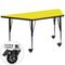 Flash Furniture XU-A2448-TRAP-YEL-H-P-CAS-GG Trapezoid Mobile Activity Table - 46 1/4"L x 25 1/2"W, Laminate Top, Yellow