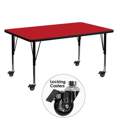 Flash Furniture XU-A3060-REC-RED-H-P-CAS-GG Rectangular Mobile Activity Table - 60