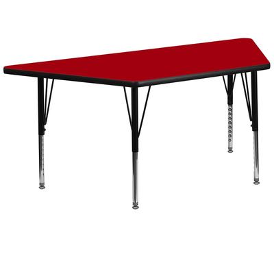 Flash Furniture XU-A3060-TRAP-RED-T-P-GG Trapezoid Activity Table - 57 1/2
