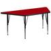 Flash Furniture XU-A3060-TRAP-RED-T-P-GG Trapezoid Activity Table - 57 1/2"L x 26 1/4"W, Laminate Top, Red