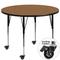 Flash Furniture XU-A48-RND-OAK-T-A-CAS-GG 48" Round Mobile Activity Table - Laminate Top, Oak, Brown