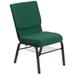 Flash Furniture XU-CH-60096-GN-BAS-GG Stacking Church Chair w/ Green Patterned Polyester Back & Seat - Steel Frame, Gold Vein