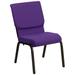 Flash Furniture XU-CH-60096-PU-GG Hercules Stacking Church Chair w/ Purple Polyester Back & Seat - Steel Frame, Gold Vein