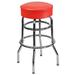 Flash Furniture XU-D-100-RED-GG Backless Swivel Commercial Bar Stool w/ Red Vinyl Seat, Chrome
