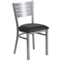 Flash Furniture XU-DG-60401-BLKV-GG Hercules Series Restaurant Chair w/ Slat Back & Black Vinyl Seat - Steel Frame, Silver, Metal