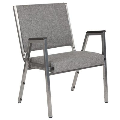 Flash Furniture XU-DG-60443-670-1-GY-GG Stacking Bariatric Arm Chair w/ Gray Fabric Back & Seat - Steel Frame, Silver Vein