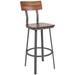 Flash Furniture XU-DG-60582B-GG Commercial Bar Stool w/ Walnut Wood Back & Wood Seat, Gray