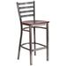 Flash Furniture XU-DG697BLAD-CLR-BAR-MAHW-GG Commercial Bar Stool w/ Ladder Back & Mahogany Wood Seat, Clear Coat Steel