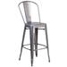Flash Furniture XU-DG-TP001B-30-GG Contemporary Commercial Bar Stool w/ Curved Back & Metal Seat, Silver