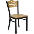 Flash Furniture XU-DG-6G7B-SLAT-NATW-GG Restaurant Chair w/ Natural Wood Back & Seat - Steel Frame, Black