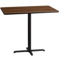 Flash Furniture XU-WALTB-3048-T2230B-GG Rectangular Bar Height Table w/ Walnut Laminate Top - 48"W x 30"D x 43 1/8"H, Cast Iron Base, Black