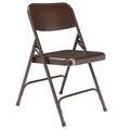 National Public Seating 203 Folding Chair w/ Brown Steel Back & Seat - Steel Frame, Brown, Green