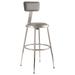 National Public Seating 6418HB Round Stool w/ Gray Vinyl Padded Back & Gray Vinyl Padded Seat, Gray