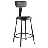 National Public Seating 6424B-10 Round Stool w/ Black Vinyl Padded Back & Black Vinyl Padded Seat, Black