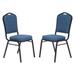 National Public Seating 9374-BT Stacking Chair w/ Natural Blue Fabric Back & Seat - Steel Frame, Black