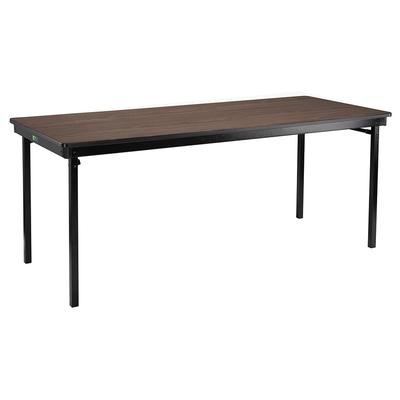 National Public Seating MSFT2460PWEBWT Folding Table w/ Montana Walnut Laminate Top & Black Steel Frame - 60"L x 24"W x 29"H