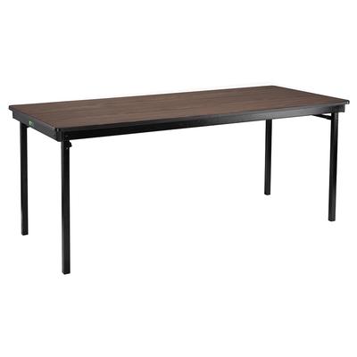 National Public Seating MSFT3096PWEBWT Folding Table w/ Montana Walnut Laminate Top & Black Steel Frame - 96"L x 30"W x 29"H
