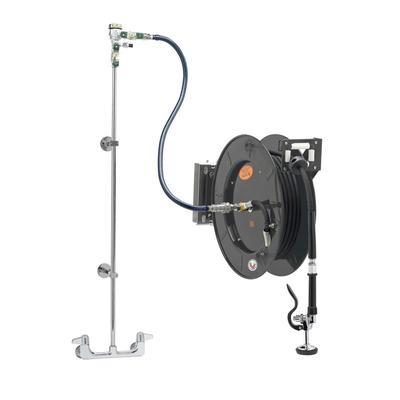 T&S 5HR-242-01WE1 Open Hose Reel Assembly w/ 50 ft Hose & Mixing Faucet, 1/2" Female Inlets, Black