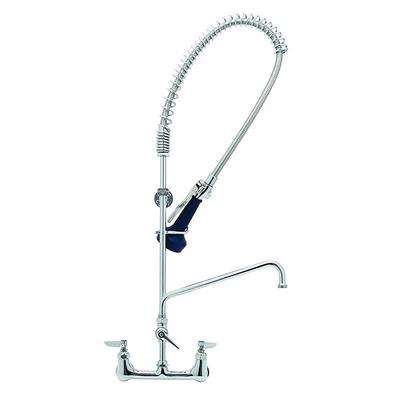 T&S B-0133-A08-08C 37 9/16"H Wall Mount Pre Rinse Faucet - 13/20 GPM, Base with Nozzle