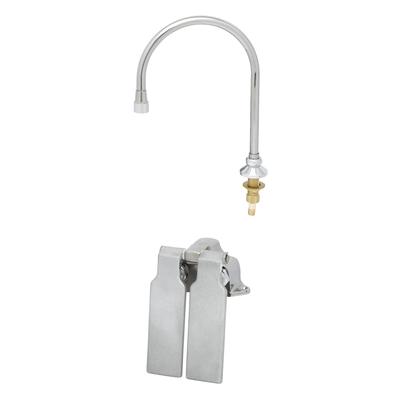 T&S B-0509-D127XV12 Double Knee Pedal Valve w/ 11 7/8" Dummy Gooseneck Nozzle - Ledge Mount, Chrome-Plated Brass