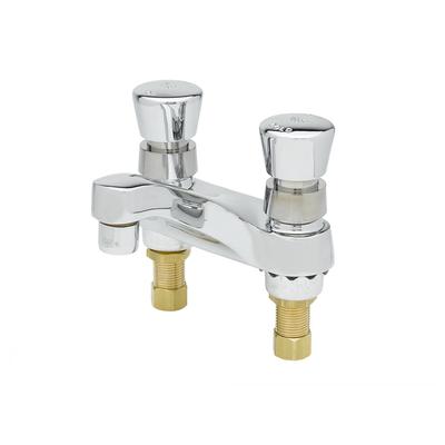 T&S B-0831-VF05 Deck Mount Single Metering Faucet w/ Push Button Handles, Chrome Plated