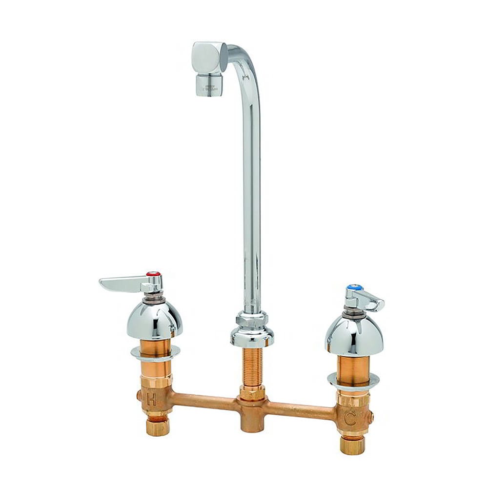 T&S B-2386 Lavatory Faucet, 5" Spread Swivel Gooseneck, 10" Clearance Deck