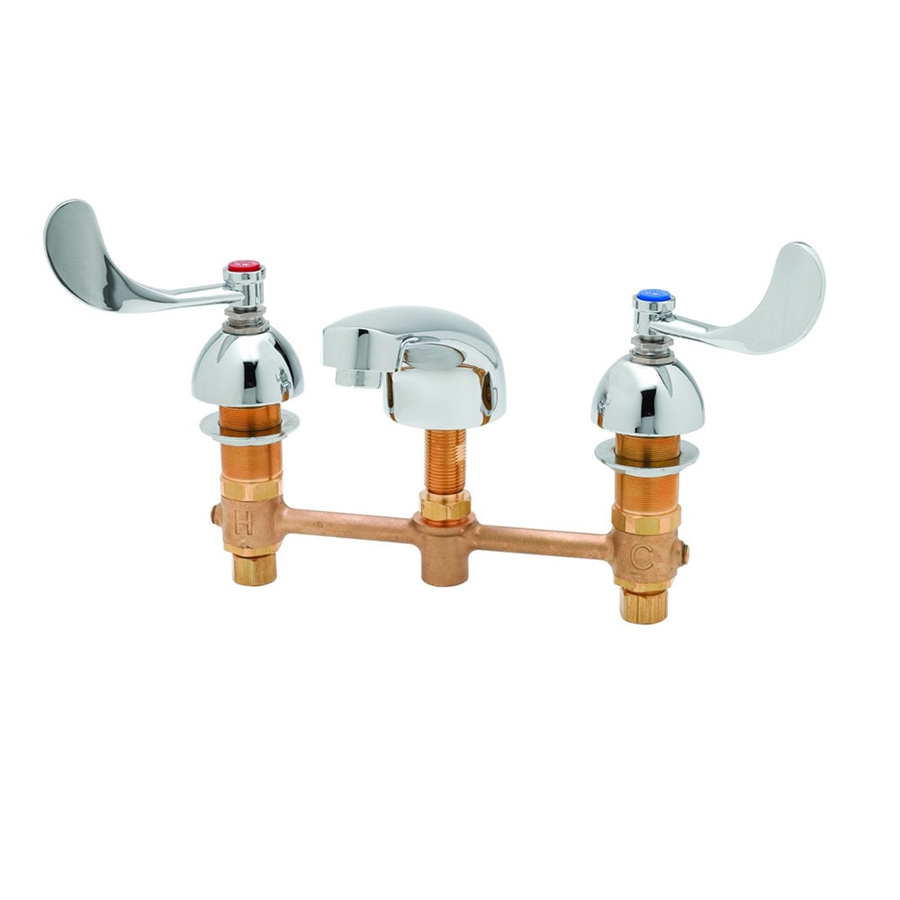 T&S B-2990-WH4 Deck Mount Lavatory Faucet w/ 4" Wrist Action Handles, 8" Centers, 5" Spout