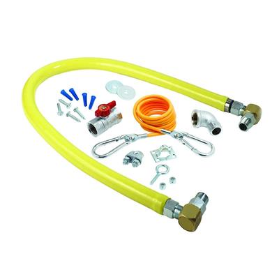 T&S HG-2F-48SK 48" Gas Connector Kit w/ 2 SwiveLink Swivels & 90Â° Elbow - 1 1/4" Connection, Stainless Steel