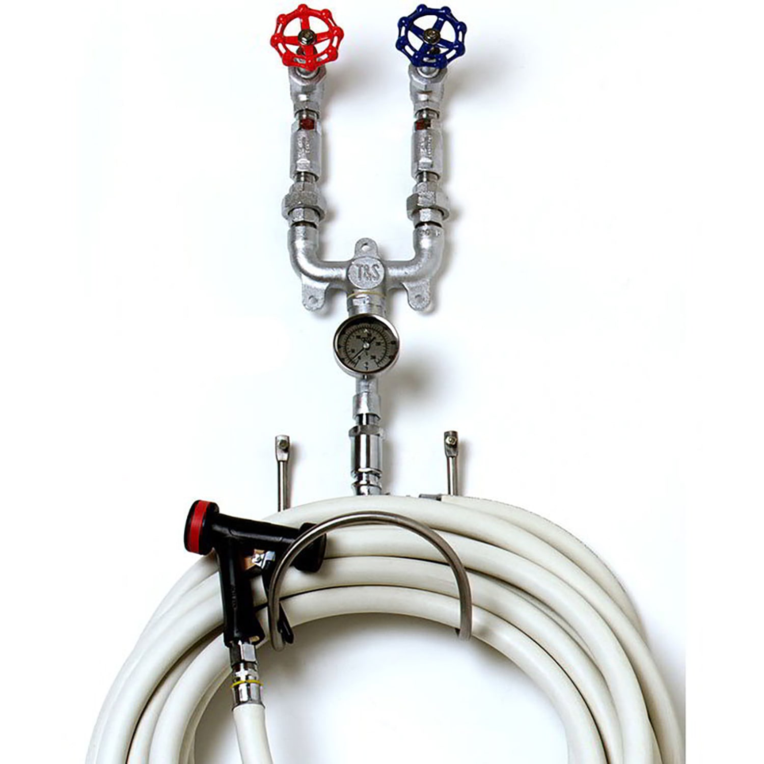 T&S MV-0771-12CW Washdown Station, Chrome Plated, 50 ft Hose, Water Gun, Rack, 3/4 in