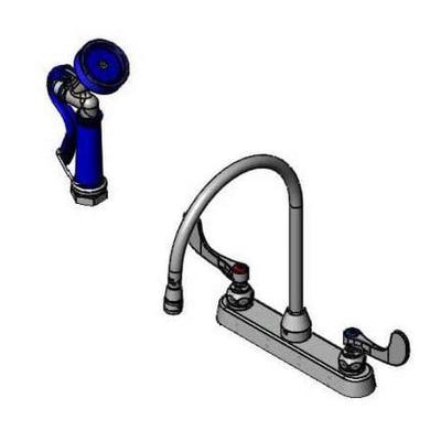 T&S PG-2347-WH4-VH Deck Mount Pet Grooming Faucet w/ 9