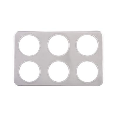 Winco ADP-444 Adapter Plate w/ (6) 4 3/4" Diameter Inset Holes, Stainless, For 2-1/2 Quart Insets, Stainless Steel