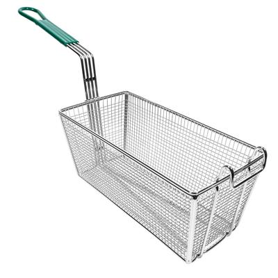 Winco FB-30 Fryer Basket w/ Coated Handle & Front Hook, 13 1/4