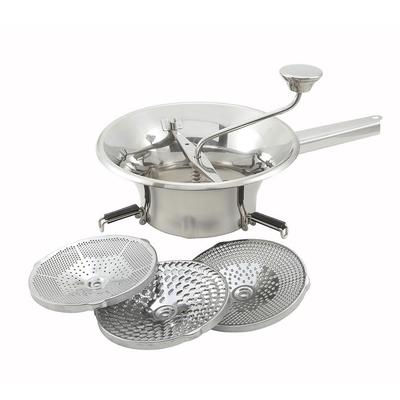 Winco SVM-9 2 qt Food Mill w/ 2 Dishes, 9" Diam, Silver