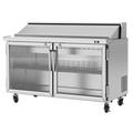 Turbo Air PST-60-G-N 60 1/4" Sandwich/Salad Prep Table w/ Refrigerated Base, 115v, Holds 16 Sixth-Size Pans, 2 Locking Glass Doors, Stainless Steel