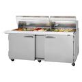 Turbo Air PST-72-30-N-CL 72 5/8" Sandwich/Salad Prep Table w/ Refrigerated Base, 115v, Holds 30 Sixth-Size Pans, 2 Solid Locking Doors, Stainless Steel