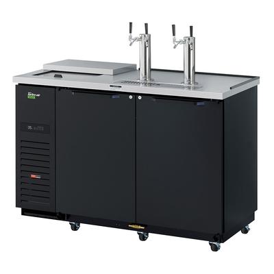 Turbo Air TCB-2SBD-N6 58 7/8" Kegerator Commercial Beer Dispenser w/ (2) 1/2 Barrel Capacity - 2 Columns, Black, 115v