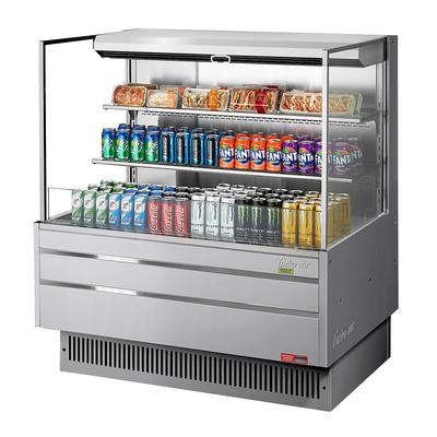 Turbo Air TOM-48L-UF-S-3S-N 46 3/4" Horizontal Open Air Cooler w/ (3) Levels, 115v, Low Profile, Silver