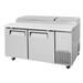 Turbo Air TPR-67SD-N Super Deluxe 67" Pizza Prep Table w/ Refrigerated Base, 115v, 9 Third-Size Pans, Self-Cleaning Condenser, Stainless Steel