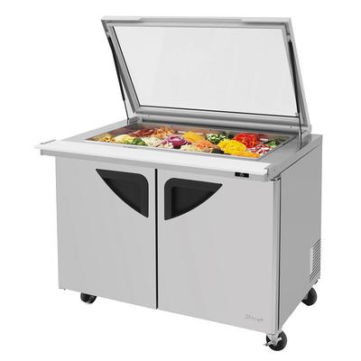 Turbo Air TST-48SD-18-N-GL 48" Super Deluxe Mega Top Sandwich/Salad Prep Table w/ Refrigerated Base, 115v, Stainless Steel