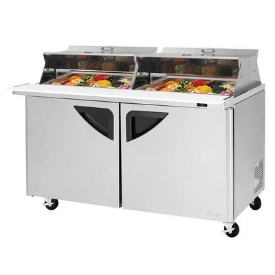 Turbo Air TST-60SD-24-N-DS 60 1/4" Super Deluxe Mega Top Dual Sided Sandwich/Salad Prep Table w/ Refrigerated Base, 115v, Stainless Steel