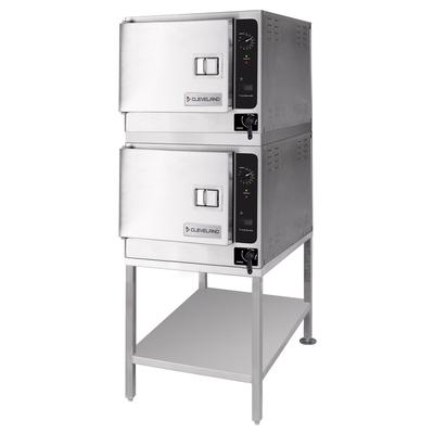 Cleveland (2) 22CET33.1 SteamChef (6) Pan Convection Commercial Steamer - Stand, 208v/3ph, Double Stacked, 208 V