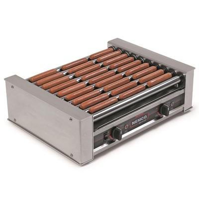 Nemco 8027-220 Roll-A-Grill 27 Hot Dog Roller Grill - Flat Top, 220v, Stainless Steel